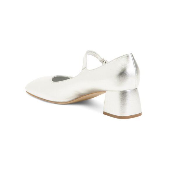 NUR ITALY Silver Made In Italy Leather Nicoletta Mary Jane Pumps - Picture 2 of 2